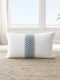 Seabreeze Pillow Collection - Crisp White with Soft Blue Embroidered Motif – Image 1