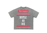Hustle or Die Message T-Shirt Grey – Image 1