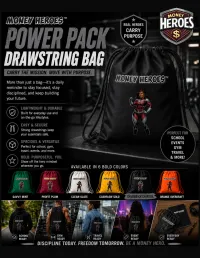 Money Heroes Power Pack Drawstring Bag - Chargeback Charcoal – Image 1