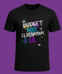 Money Heroes T-Shirt - Budget Tight. Classroom Lit. Purple/Teal (Limited Teacher Drop) – Image 1