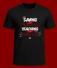 Money Heroes T-Shirt - Teaching Is My Origin Story. Red (Limited Teacher Drop) – Image 1