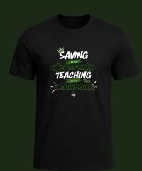 Money Heroes T-Shirt - Teaching Is My Origin Story. Green (Limited Teacher Drop) – Image 1