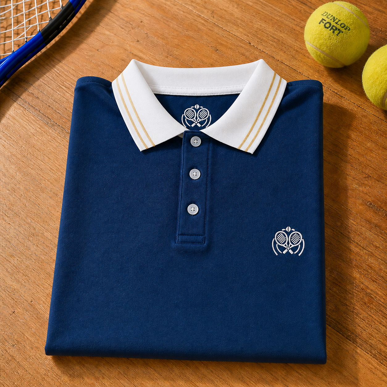 Deux le Jeu Polo Marineblauw – Tennis Polo in Bamboe – Afbeelding 3