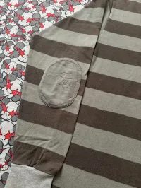 02' Bape Grey Striped Rugby Longsleeve Polo – Image 4
