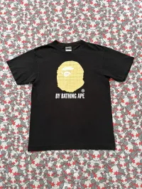 02' Bape Yellow Plaid Apehead Tee – Image 1