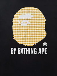 02' Bape Yellow Plaid Apehead Tee – Image 2