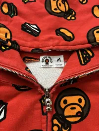 (SZ OG M) 06' Bape Baby Milo Red Junk Food Monogram Full Zip Hoodie  – Image 2