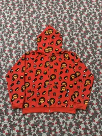 (SZ OG M) 06' Bape Baby Milo Red Junk Food Monogram Full Zip Hoodie  – Image 1