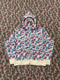 (SZ M) Bape Yokohama City Camo Separate Shark Full Zip Hoodie – Image 1