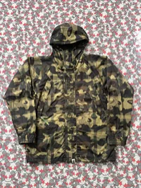 (SZ OG L) 09' Bape 1st Green Plaid Camo Parka Jacket – Image 1