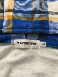 (Sz OG L) 08' Bape Blue Plaid Full Zip Hoodie  – Image 2