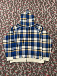 (Sz OG L) 08' Bape Blue Plaid Full Zip Hoodie  – Image 1