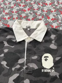 (SZ OG L) 05' Bape Black Camo Longsleeve Rugby Polo Shirt – Image 2
