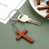 Wooden Cross Charm for keychain – Image 1