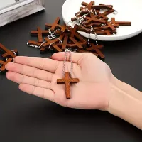 Wooden Cross Charm for keychain – Image 2