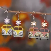 Vintage Wooden Earrings Collection – Hand-Painted Boho Chic Dangle Designs with Multiple Variations for Women – Image 1