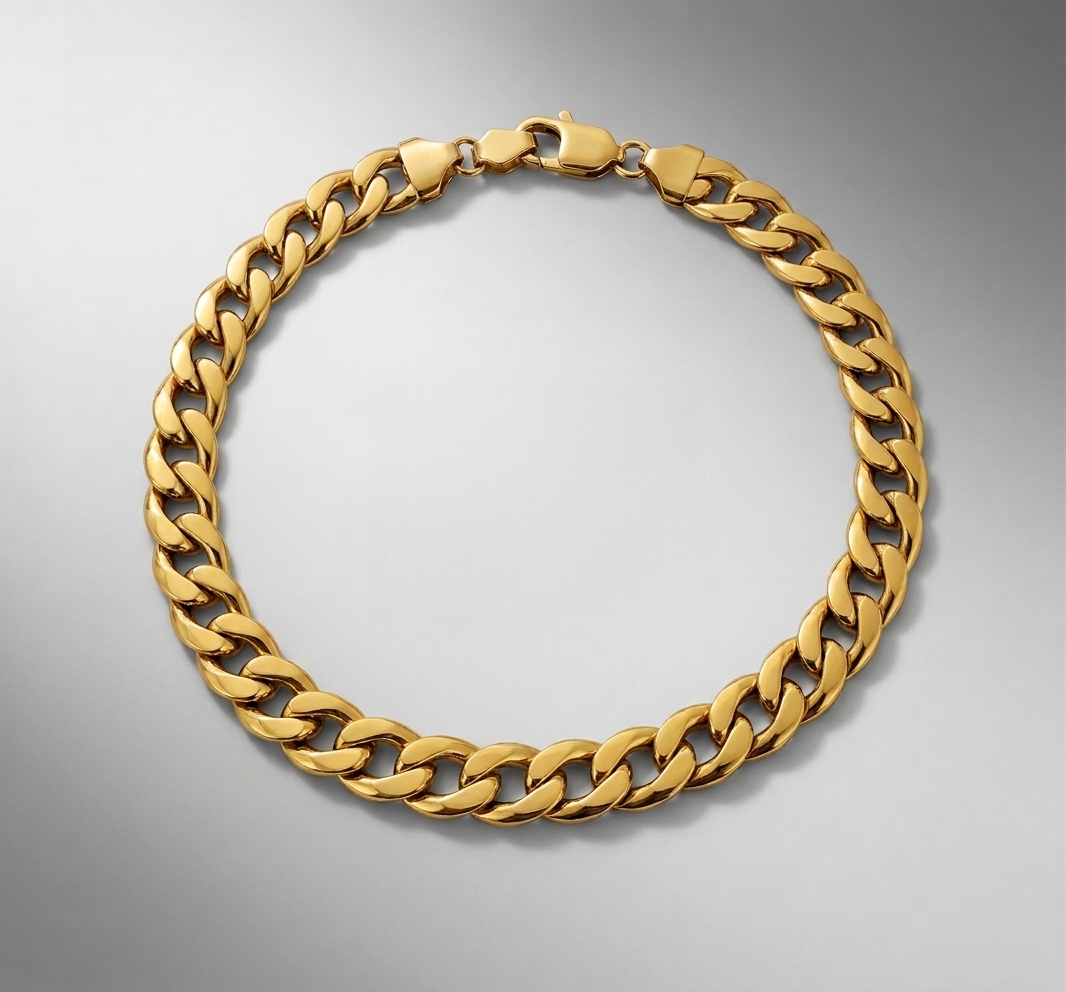 Men's 18K Gold Cuban Link Chain Bracelet – Image 2