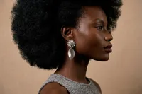 Floral Cluster & Brushed Leaf Drop Earrings – Image 1