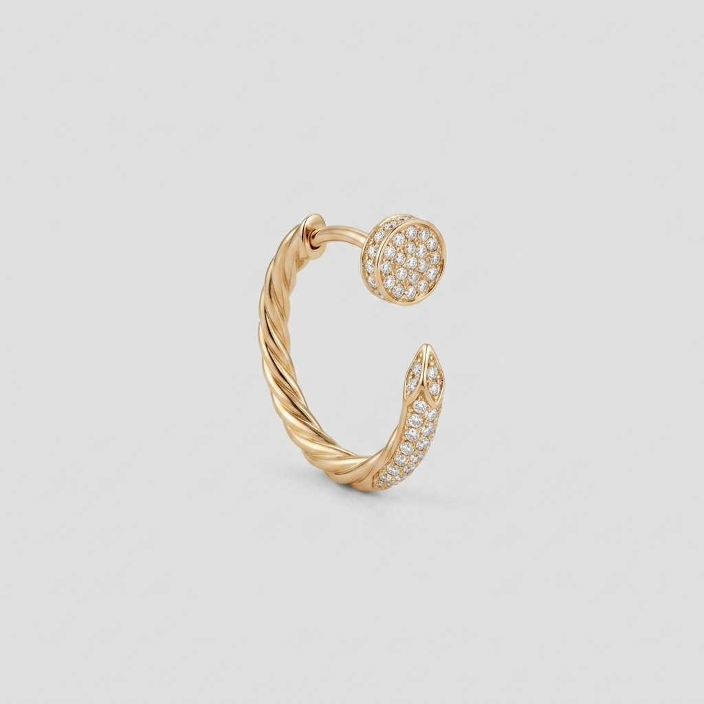 Signature Gold Pave Nail Hoop Earrings – Image 1