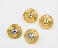 18K Italian Gold Concentric Ribbed Dome Stud Earrings – Image 2