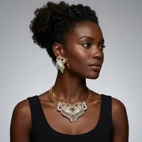 Classy 18K Two-Tone Gold Filigree Necklace & Earrings Set (30g) – Image 1