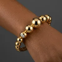 Graduated Gold Sphere Hinged Bangle Bracelet (8.83g) – Image 1