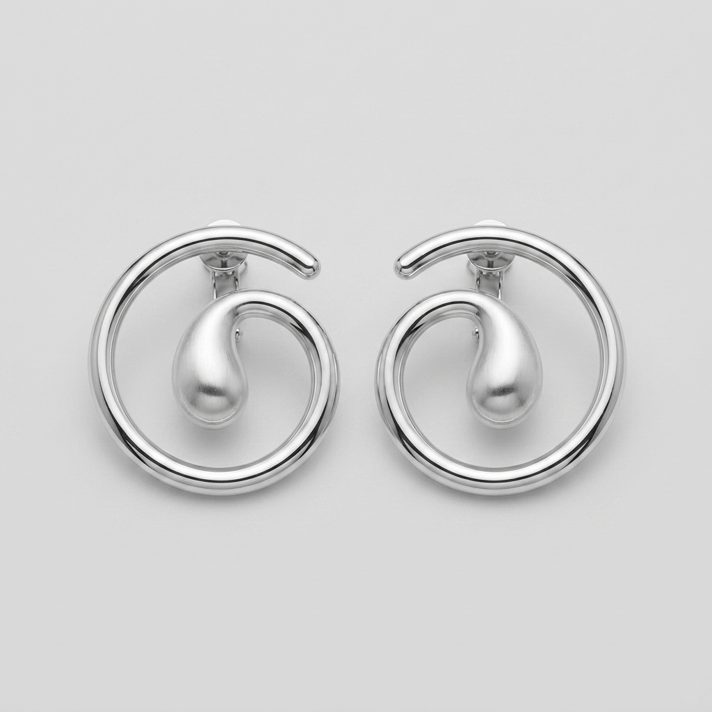 Sculptural Gold Swirl Statement Hoop Earrings – Image 3