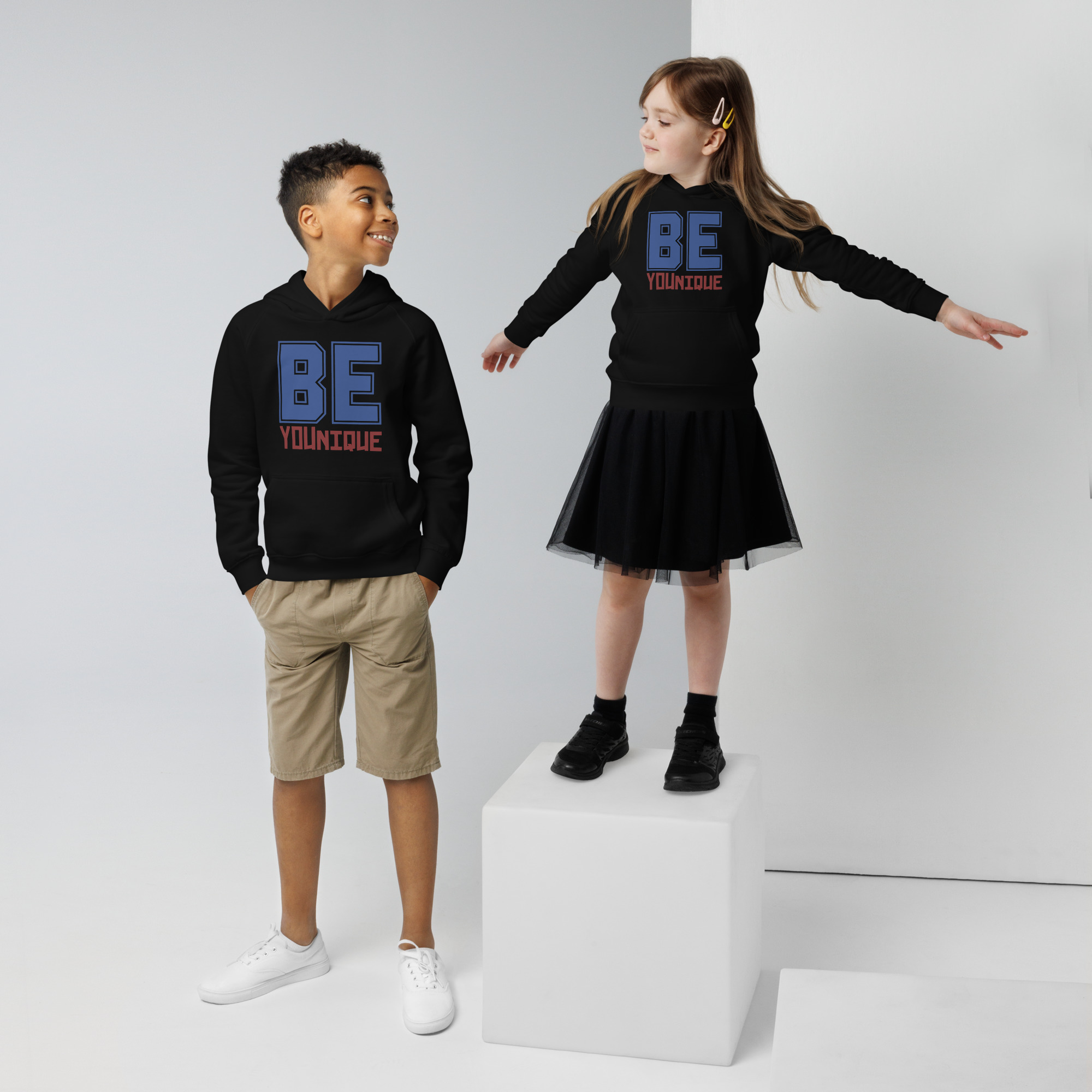 "BE YOUnique" Kids eco hoodie – Image 4