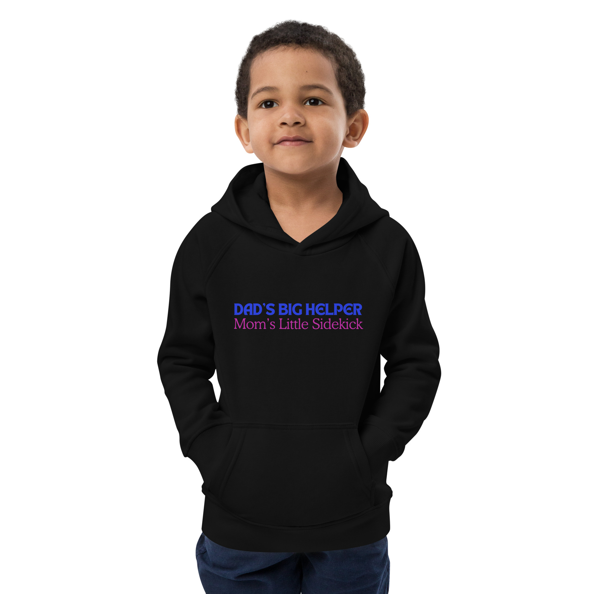 "Dad's Big Helper, Mom's Little Sidekick" Kids eco hoodie – Image 7