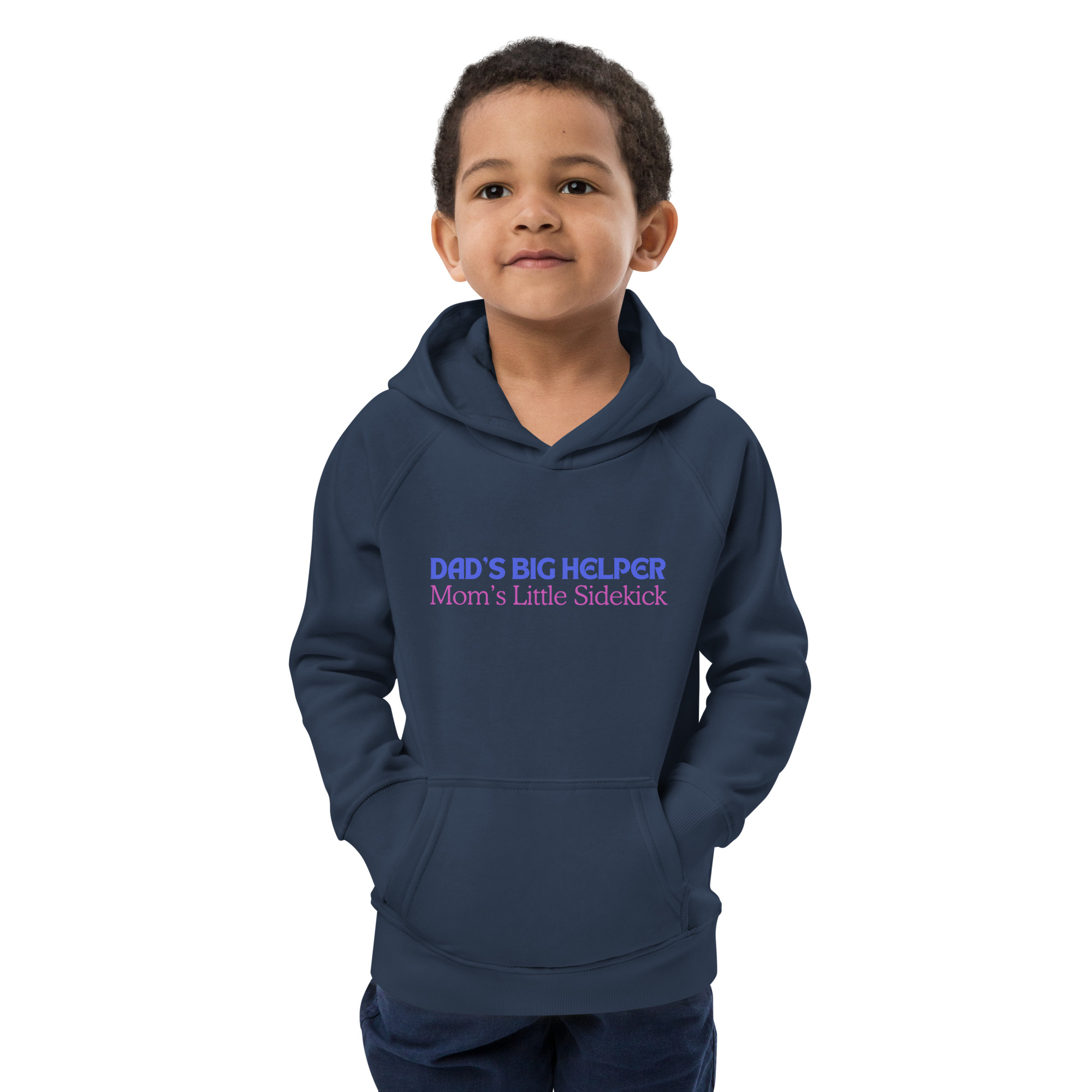 "Dad's Big Helper, Mom's Little Sidekick" Kids eco hoodie – Image 5