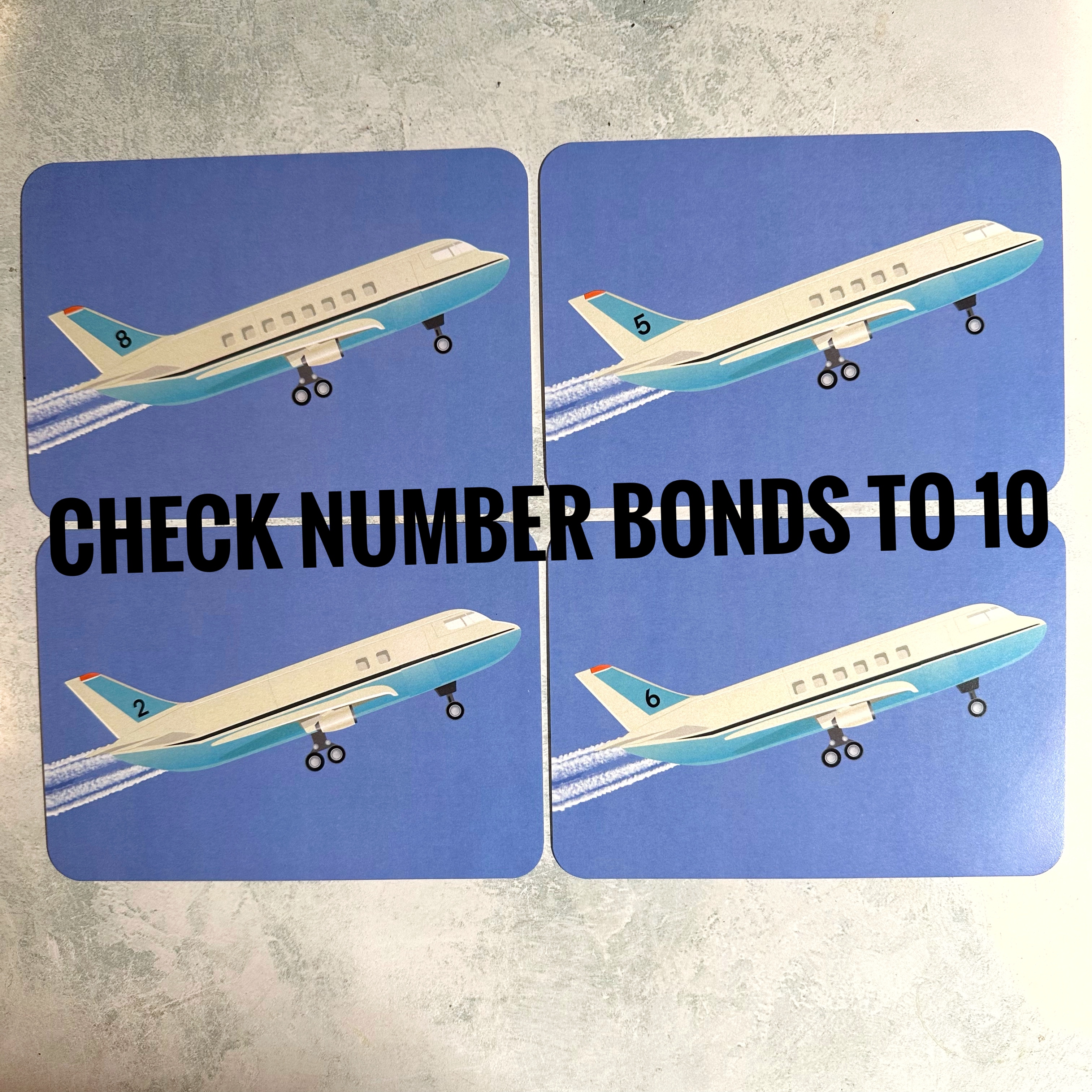Plane Number Bonds to 10 Flashcards - download – Image 2
