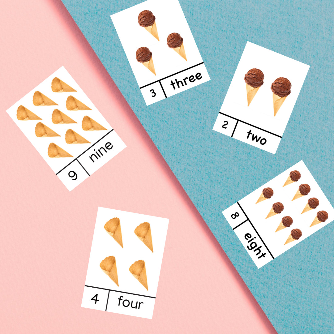 Ice Cream cones number cards to 10 download – Image 1