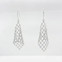 18K White Gold Small Diamond Shaped Earring – Image 1