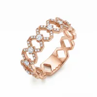 14K Rose Gold Diamond X Ring  – Image 1