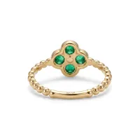 14K Yellow Gold Diamond Emerald flower Ring  – Image 2