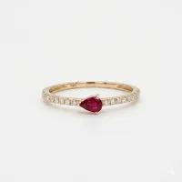 14K Yellow Gold Pear Shaped Ruby Diamond Ring  – Image 1