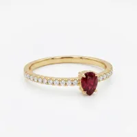 14K Yellow Gold Pear Shaped Ruby Diamond Ring  – Image 2