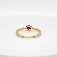 14K Yellow Gold Pear Shaped Ruby Diamond Ring  – Image 3