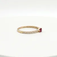 14K Yellow Gold Pear Shaped Ruby Diamond Ring  – Image 4