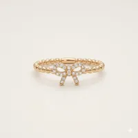 14K Yellow Gold Bow Daimond Ring  – Image 1