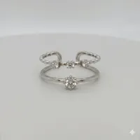 18K White Gold Diamond Adjustable Ring – Image 1