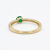 14K Yellow Gold Pear Shaped Emerald Diamond Ring  – Image 3