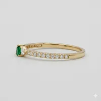 14K Yellow Gold Pear Shaped Emerald Diamond Ring  – Image 2
