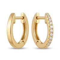 14K Yellow Gold  Diamond Huggies 12mm outer – Image 1