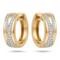 14K Yellow Gold  X Diamond Huggies – Image 1