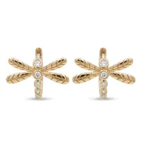 14K Yellow Gold Diamond Dragonfly Hoops – Image 1