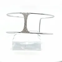 14K White Gold Diamond Cuff Bangle  – Image 6
