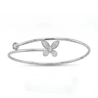 14K White Gold Diamond Butterfly Flexi bangle  – Image 1