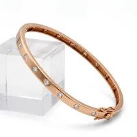 14K Rose Gold All the way around Diamond Bangle  – Image 2