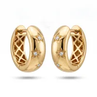 14K Yellow Gold  Diamond  Star Huggies – Image 1